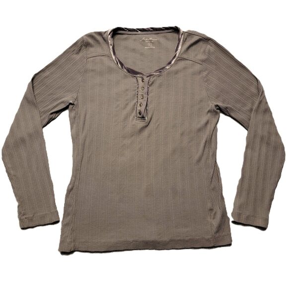 Eddie Bauer Women’s L Henley Shirt Long Sleeve Thermal Velour Collar - Picture 2 of 8